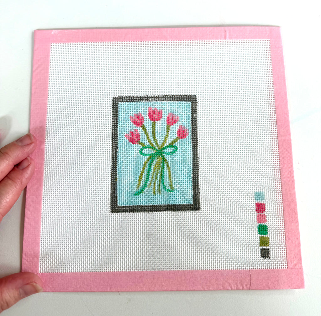 Bailey Made Art Co Tulip Bundle Tag Needlepoint Canvas Art