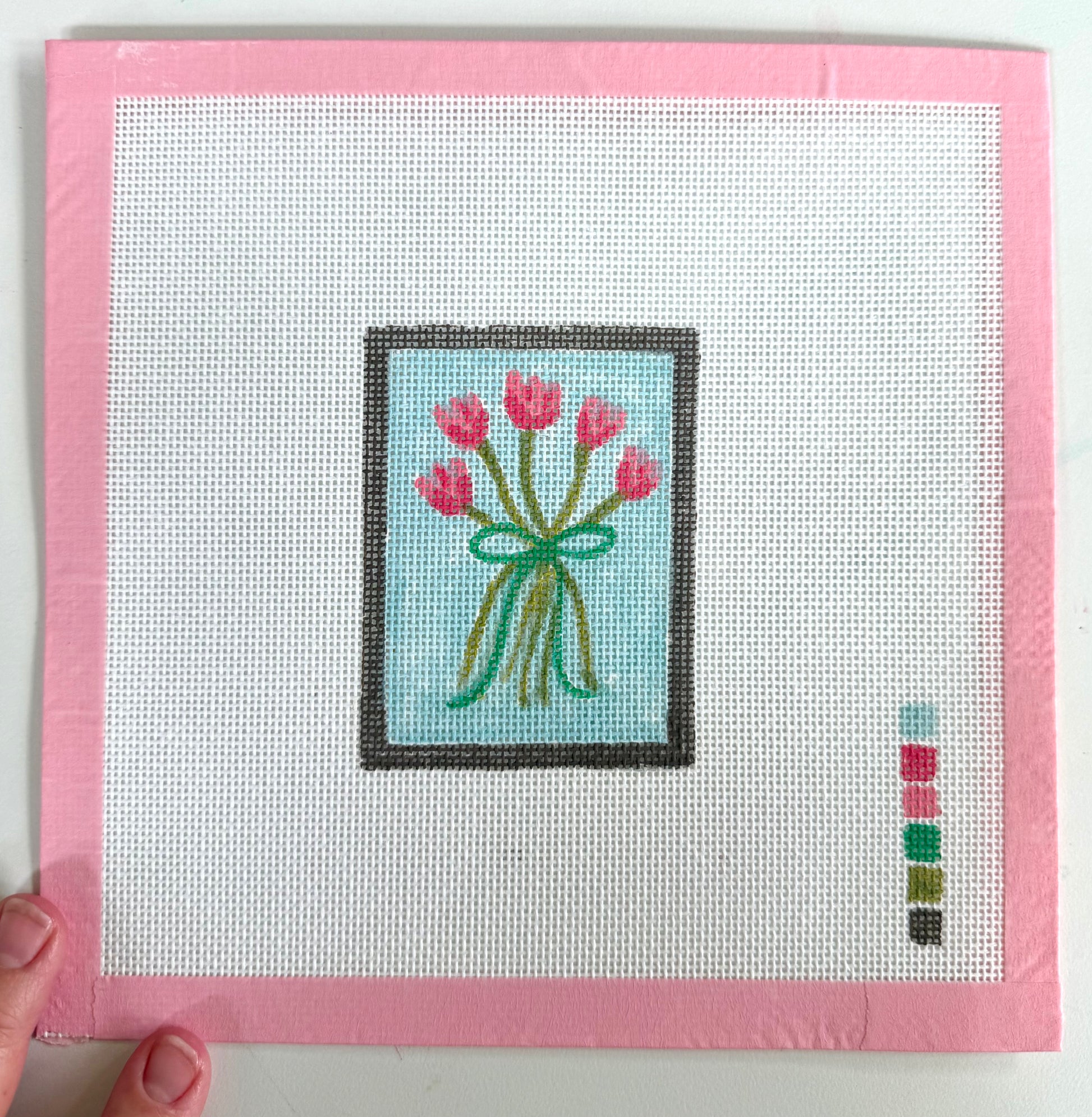 Bailey Made Art Co Tulip Bundle Tag Needlepoint Canvas Art