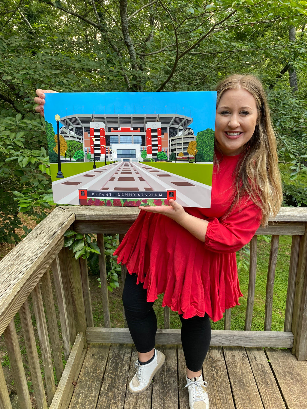 Bailey Made Art Co University of Alabama Bryant Denny Stadium Officially Licensed Print (Crimson) Art