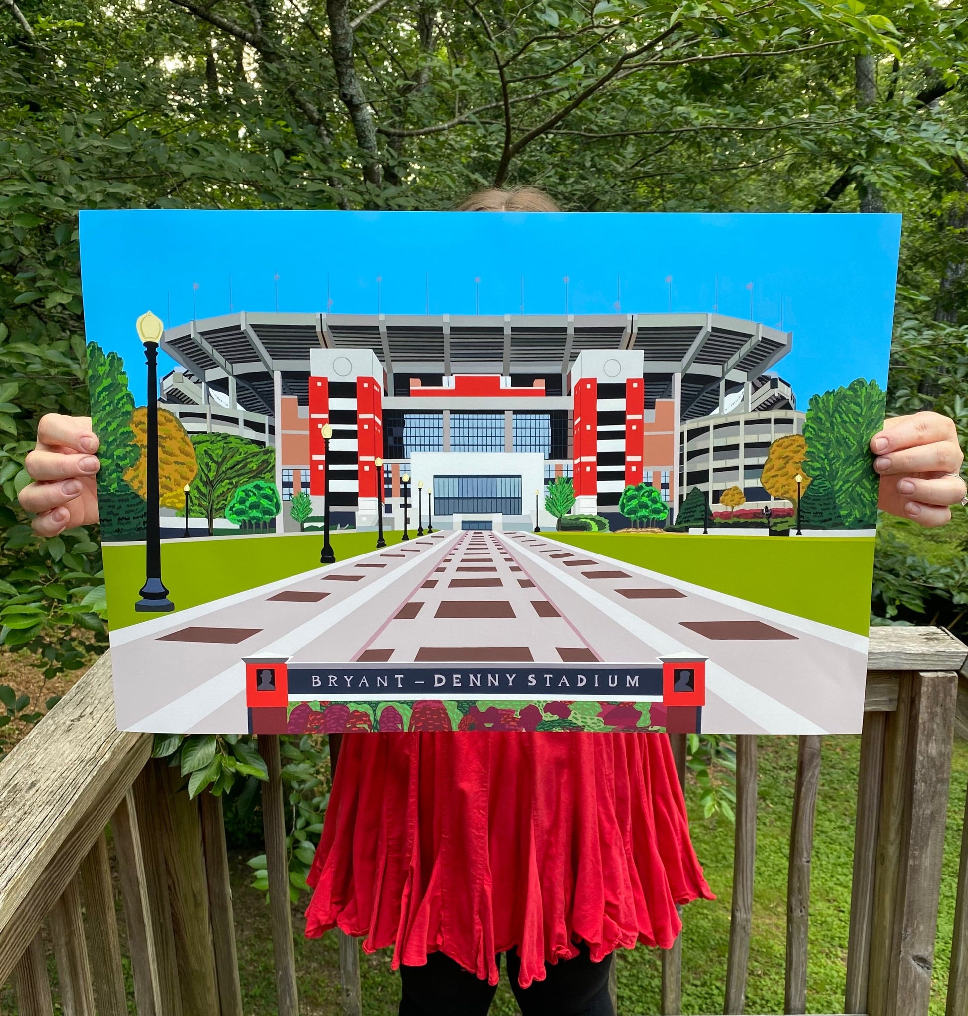 Bailey Made Art Co University of Alabama Bryant Denny Stadium Officially Licensed Print (Crimson) Art