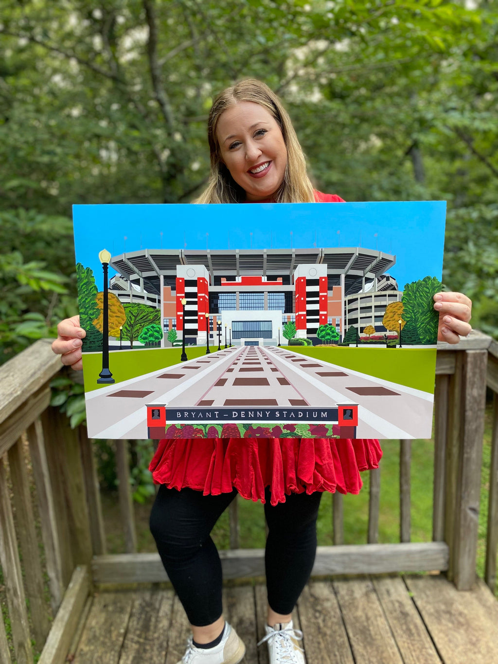Bailey Made Art Co University of Alabama Bryant Denny Stadium Officially Licensed Print (Crimson) Art
