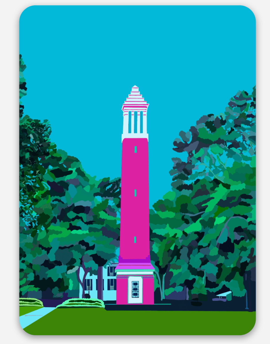 Bailey Made Art Co University of Alabama Denny Chimes Sticker Pink Sticker