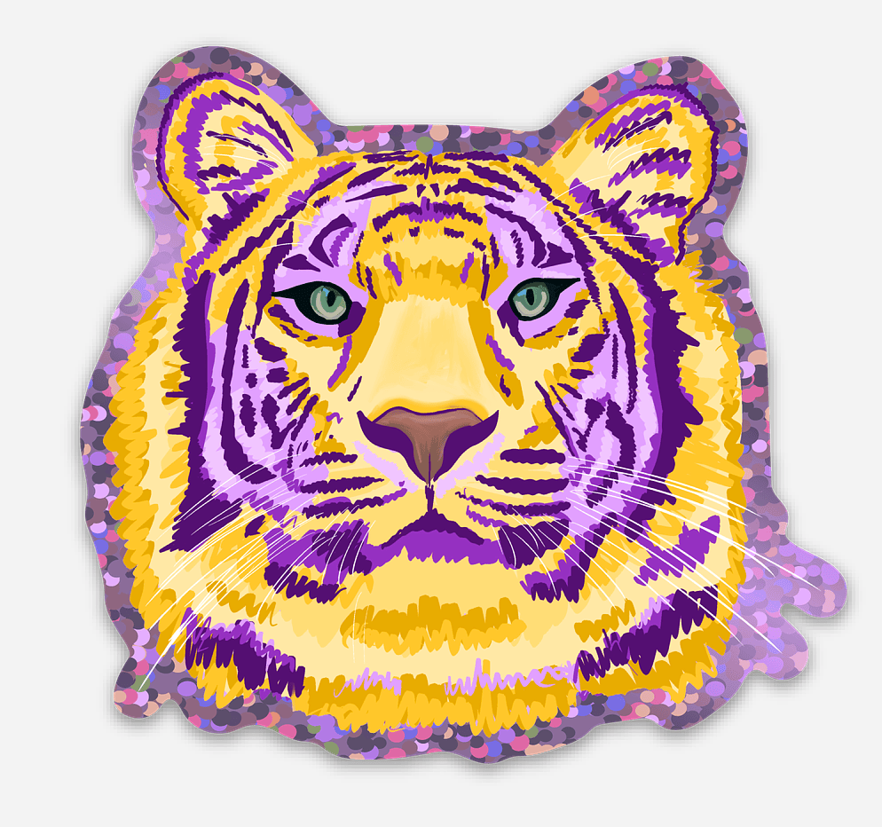 Bailey Made Art Co Yellow and Purple Tiger Vinyl Sticker Sticker