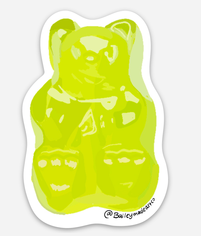 Bailey Made Art Co Yellow Gummy Bear Vinyl Sticker Sticker