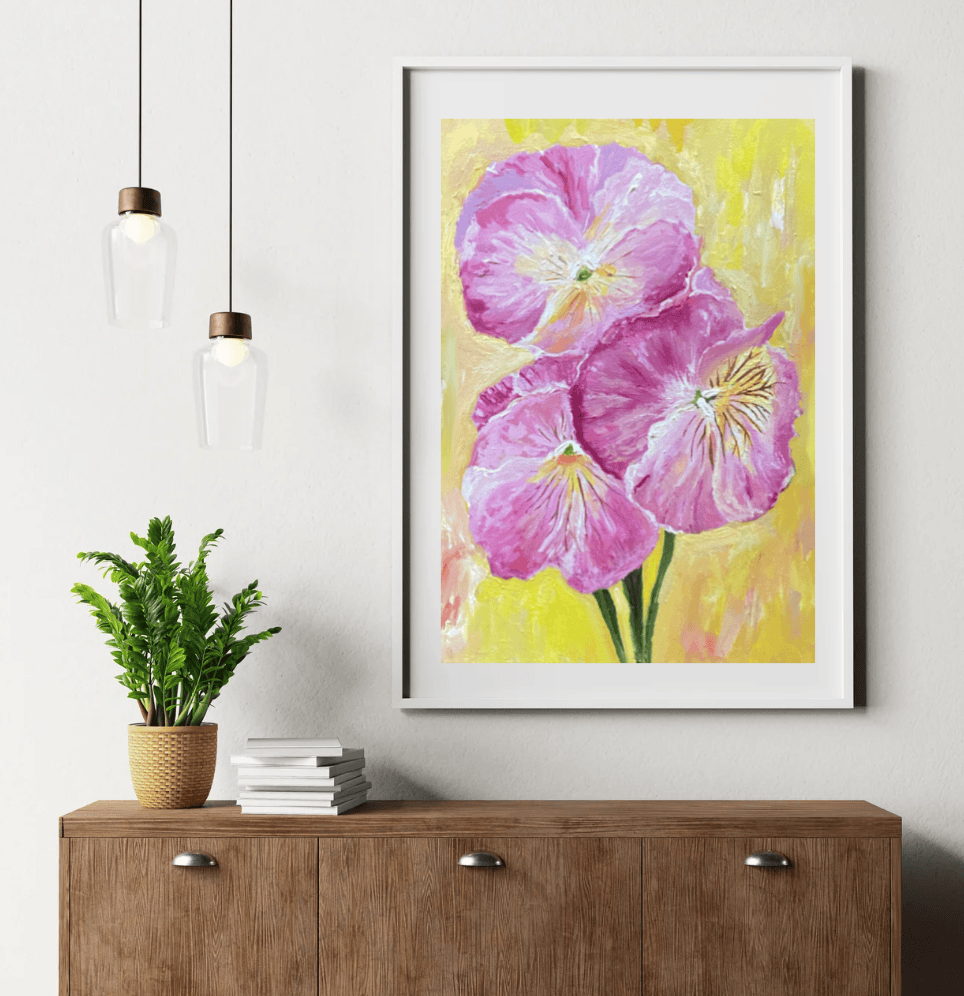 Bailey Made Art Co Yellow Radiance- Pansie Trio Art Print Art
