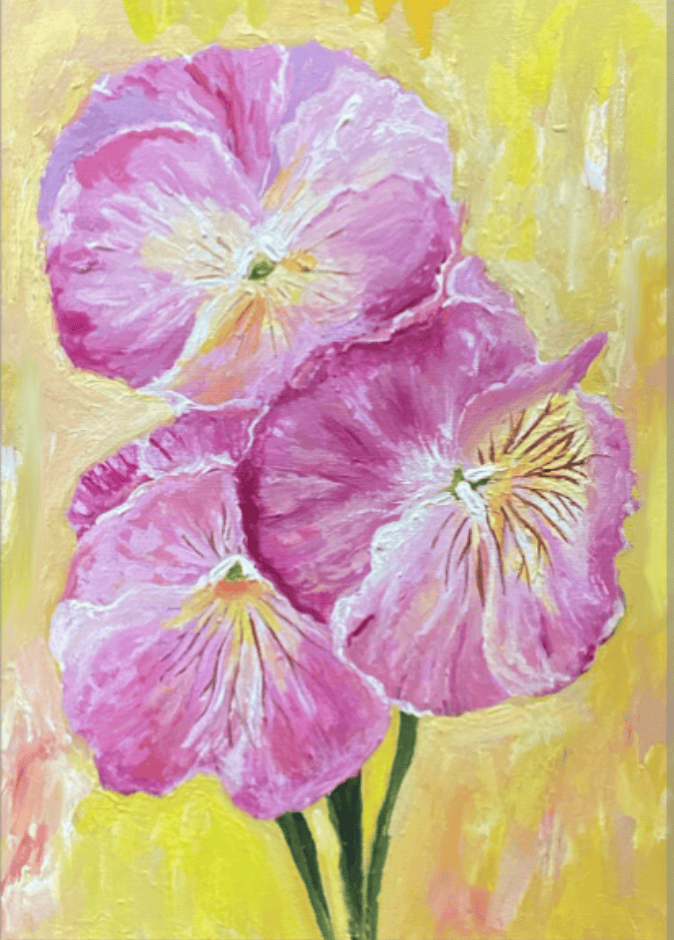 Bailey Made Art Co Yellow Radiance- Pansie Trio Art Print Art