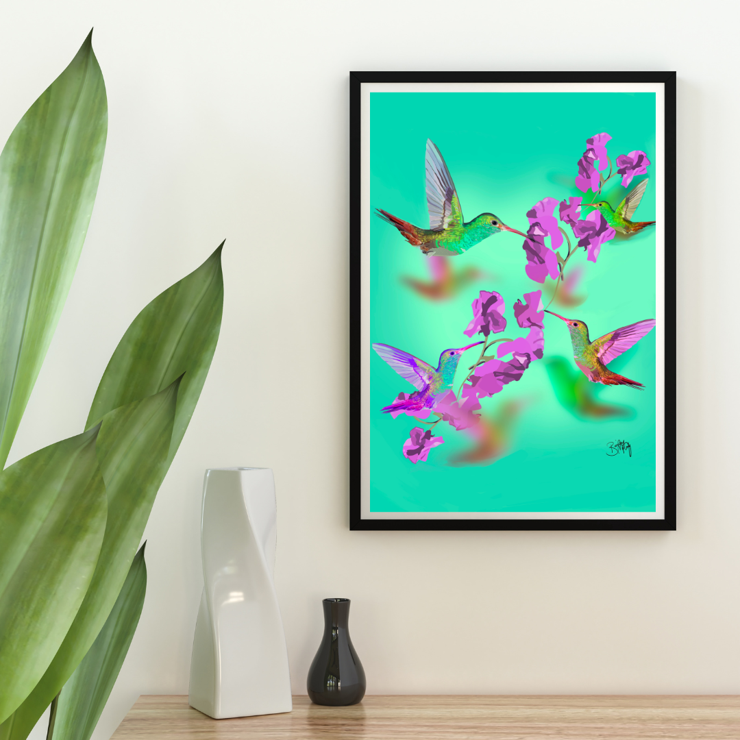Hummingbird Charm Art Print