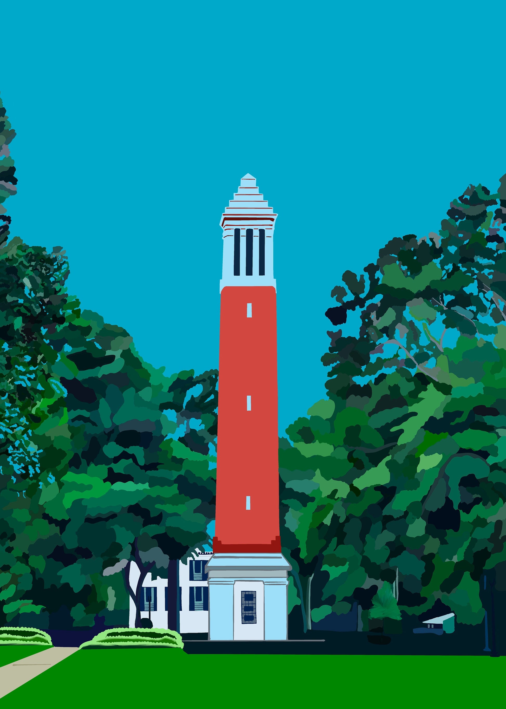 Denny Chimes - University of Alabama - Officially Licensed Print (Red)