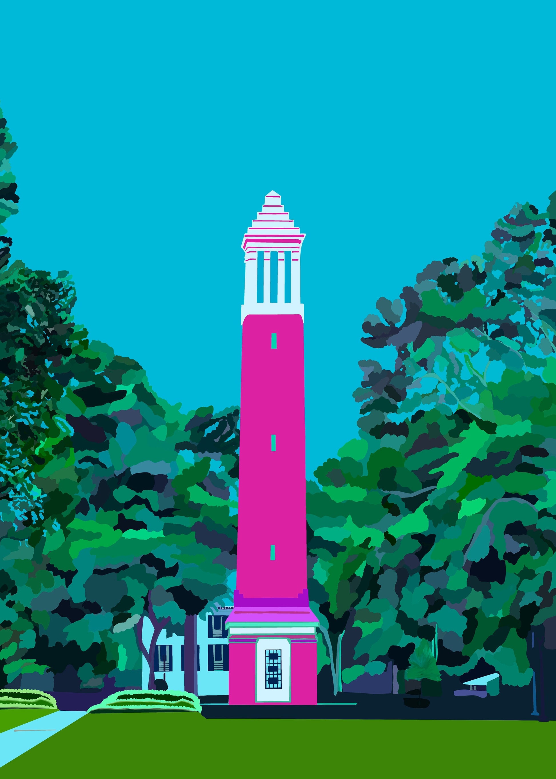 Denny Chimes Pink- University of Alabama- Officially Licensed Print