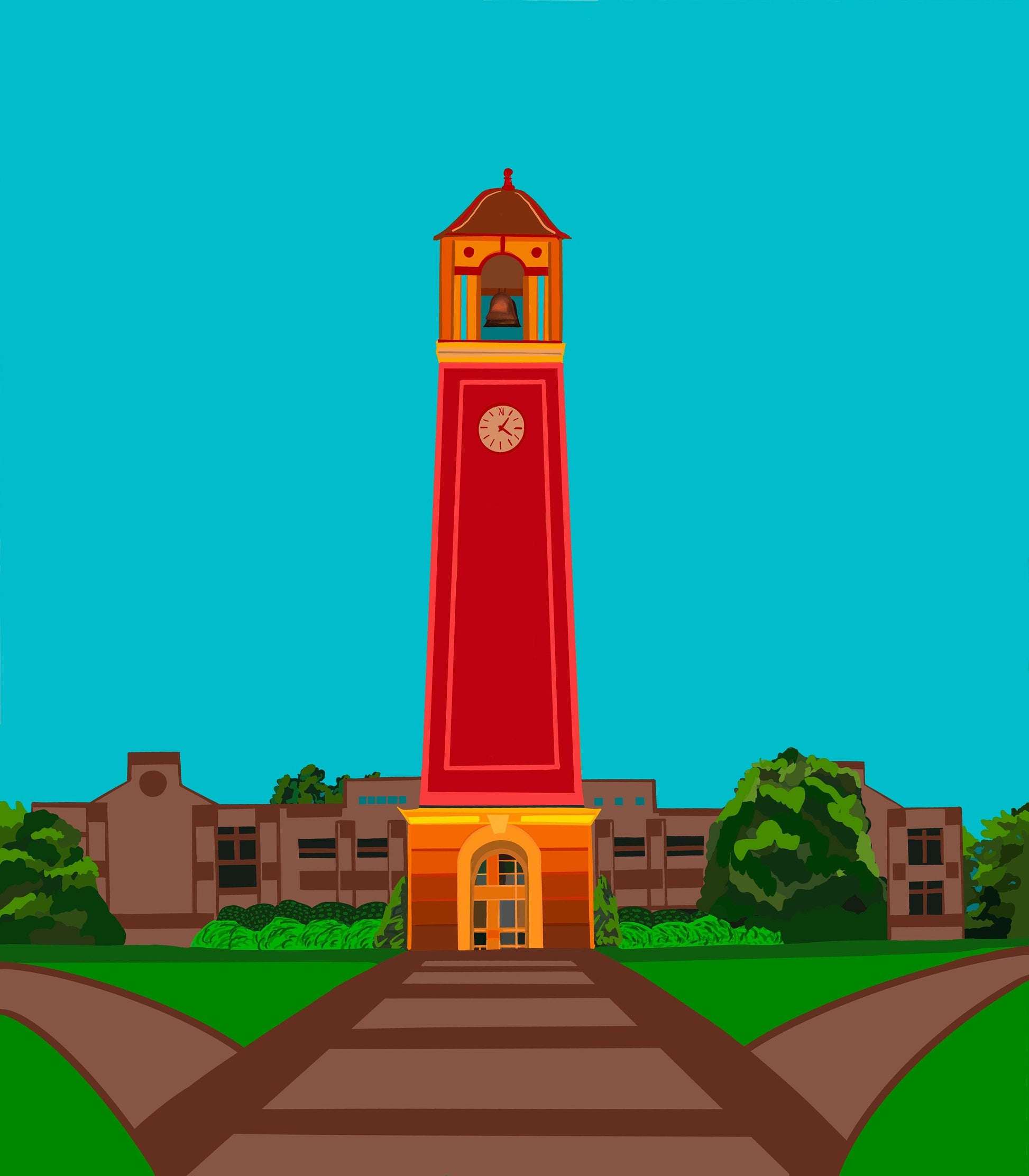 Birmingham Southern College Edwards Bell Tower Red Art Print