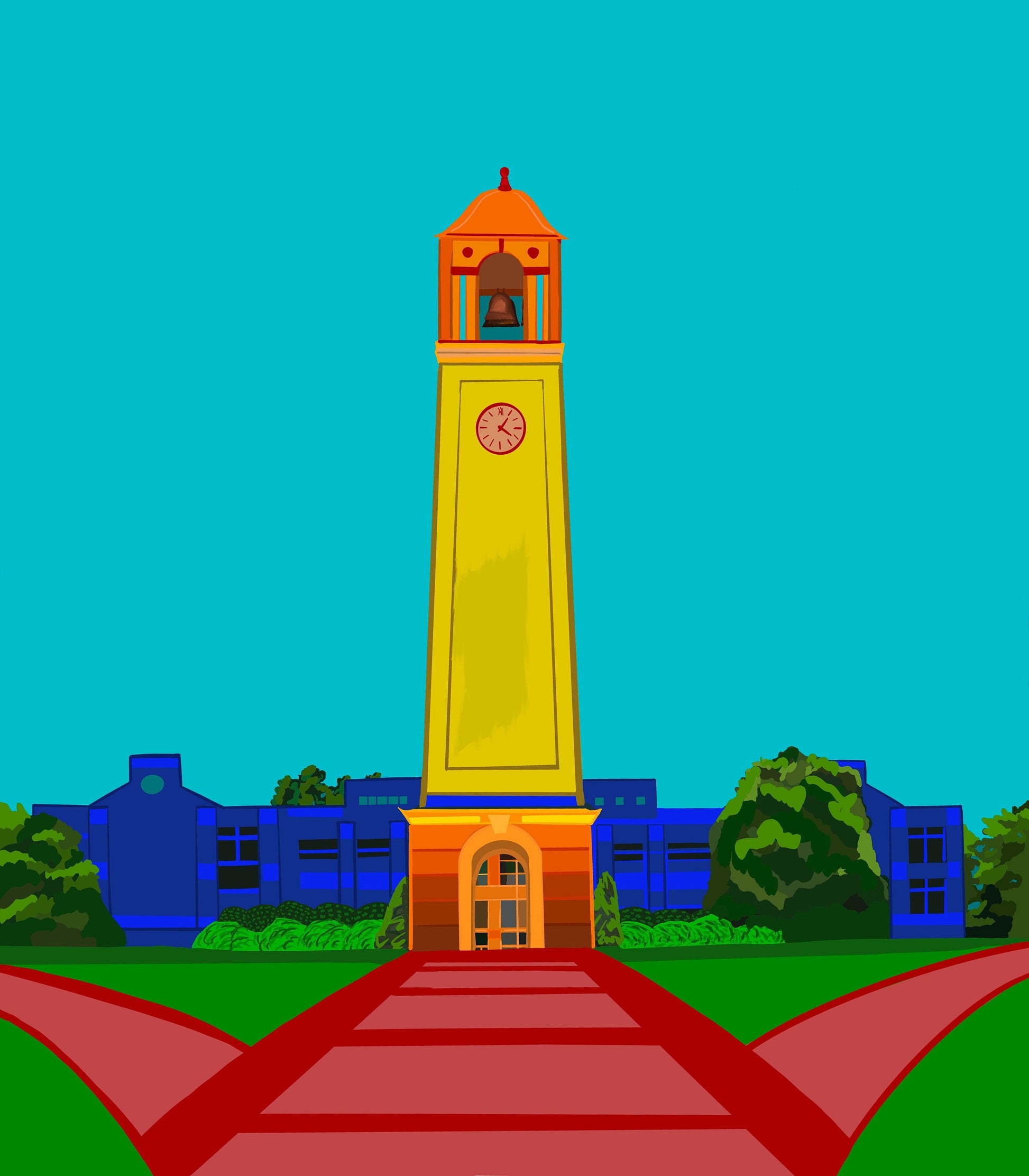 Birmingham Southern College Edwards Bell Tower Art Print (Yellow)