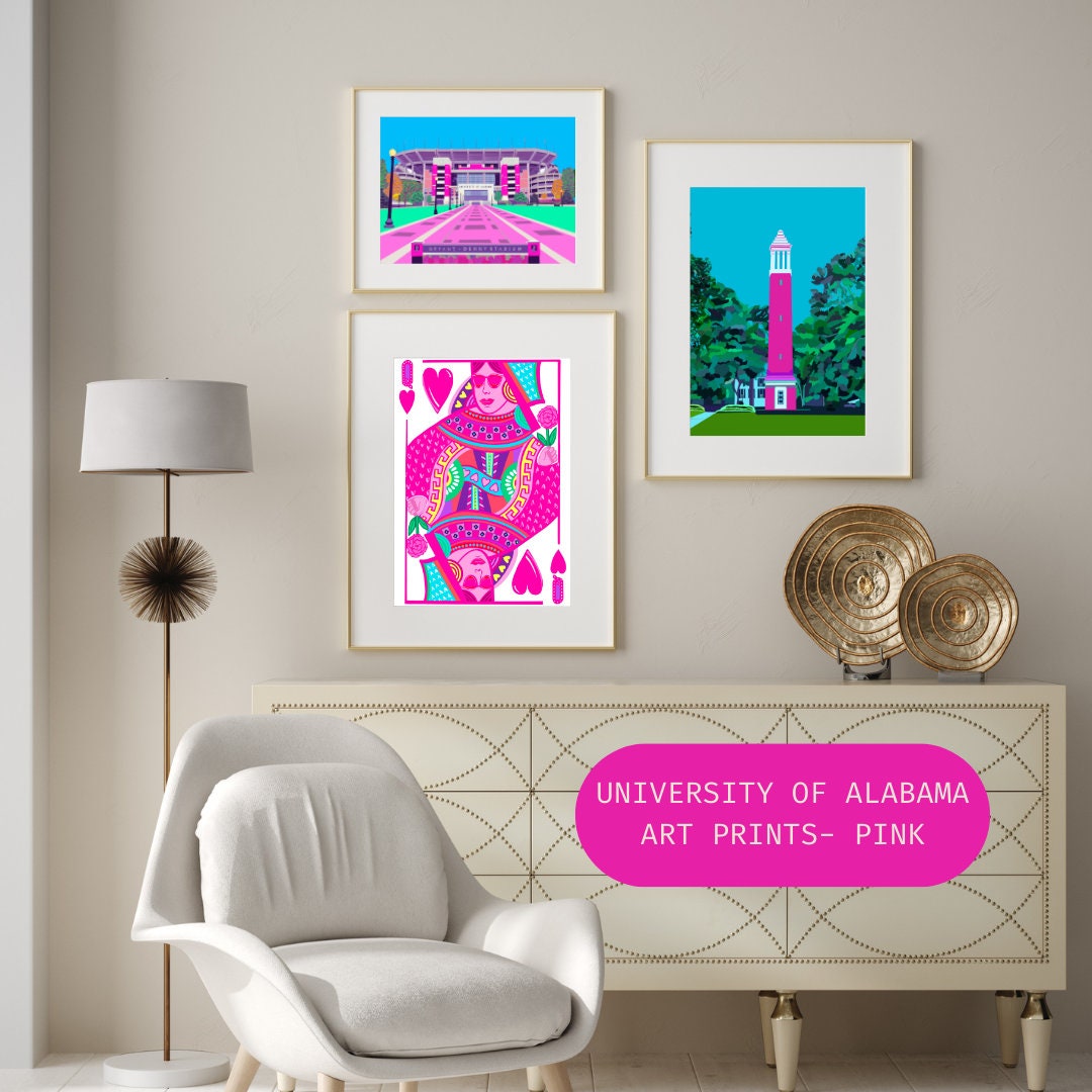 University of Alabama Bryant Denny Stadium Officially Licensed Print (Barbie Pink)