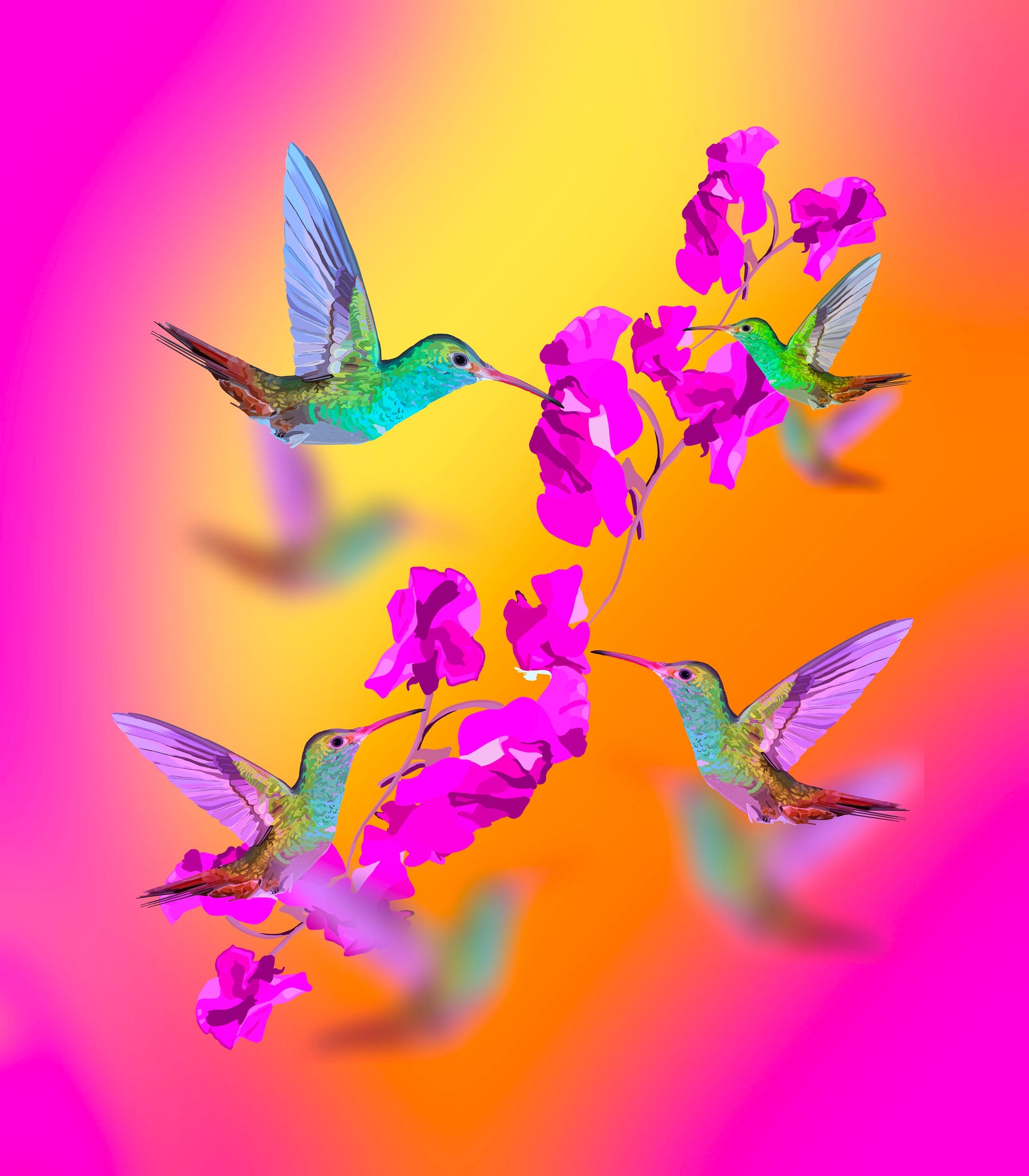 Hummingbird Charm Sunset Art Print