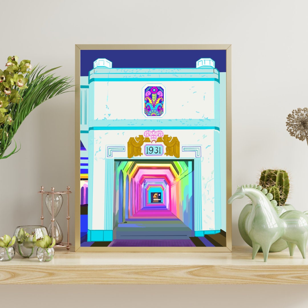 Rainbow Tunnel Print (Blue and White)