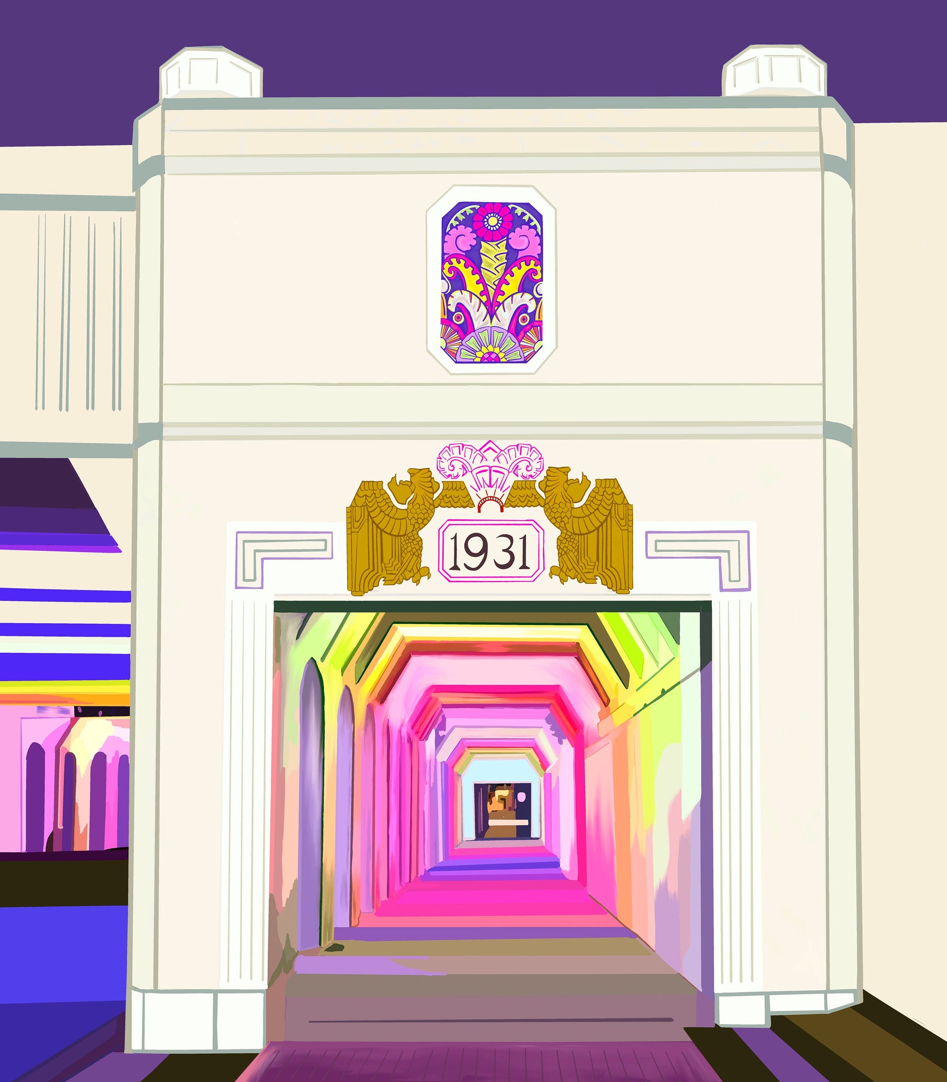 Rainbow Tunnel Print (Purple & Cream)