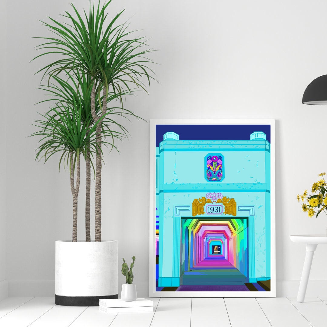 Rainbow Tunnel Print (Blue and White)