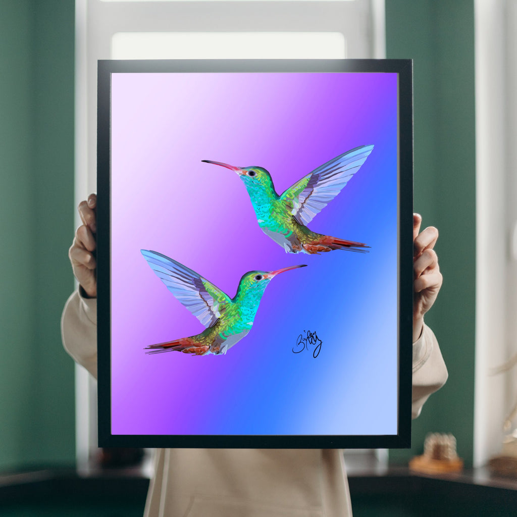 Hummingbird Duo Purple Art Print