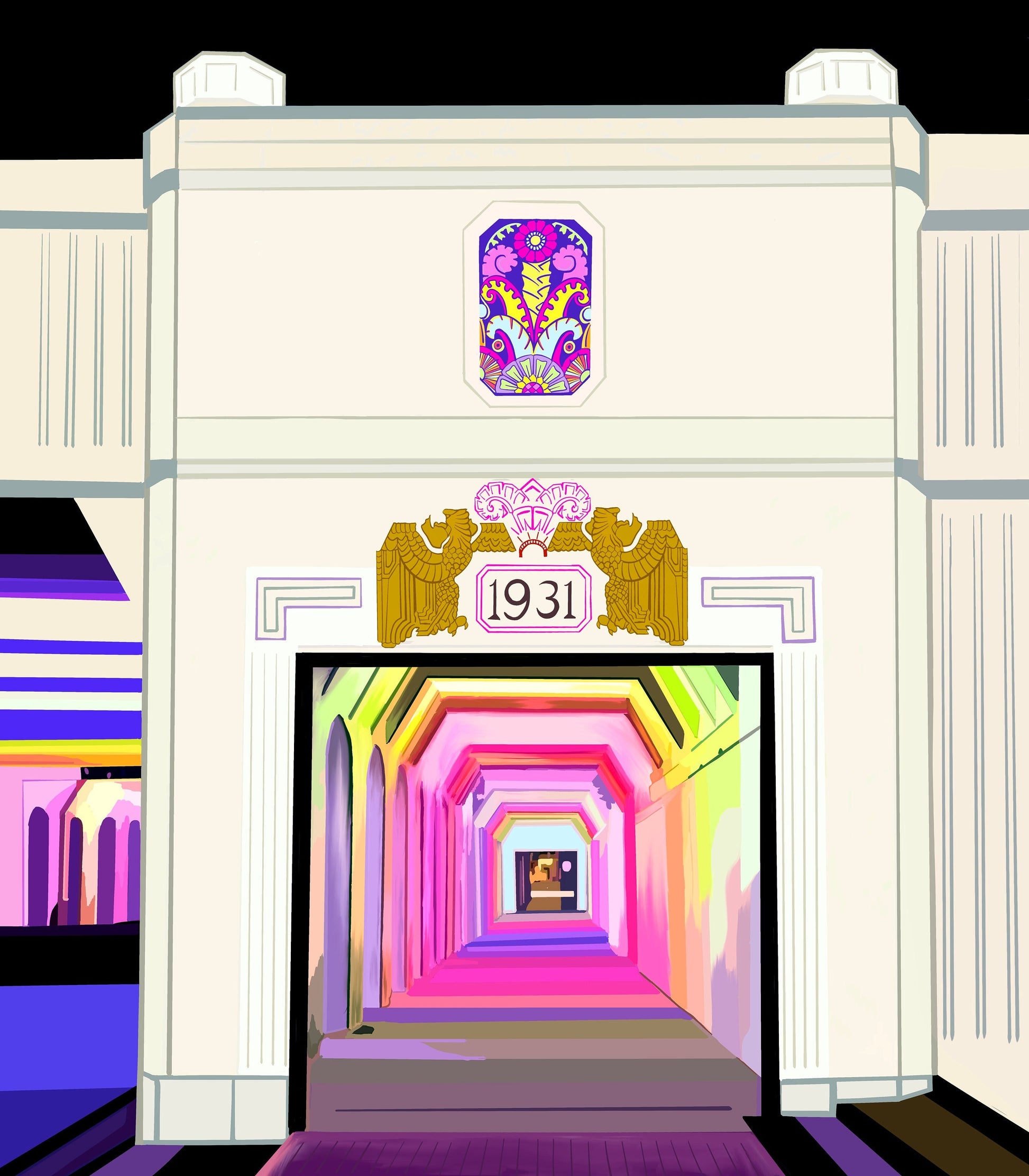 Rainbow Tunnel Print (Black & White)