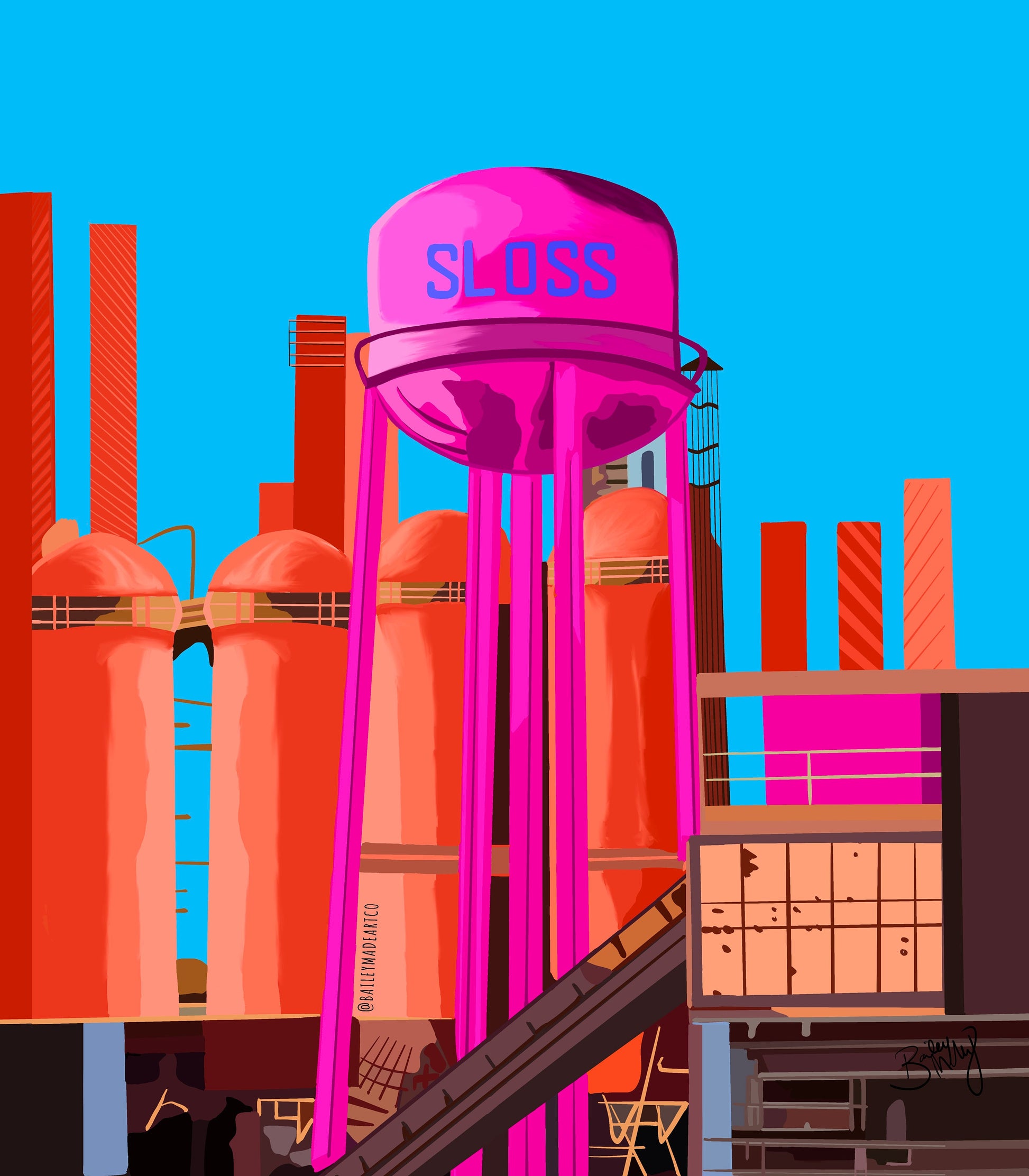 Sloss Furnace Print (Fuchsia)